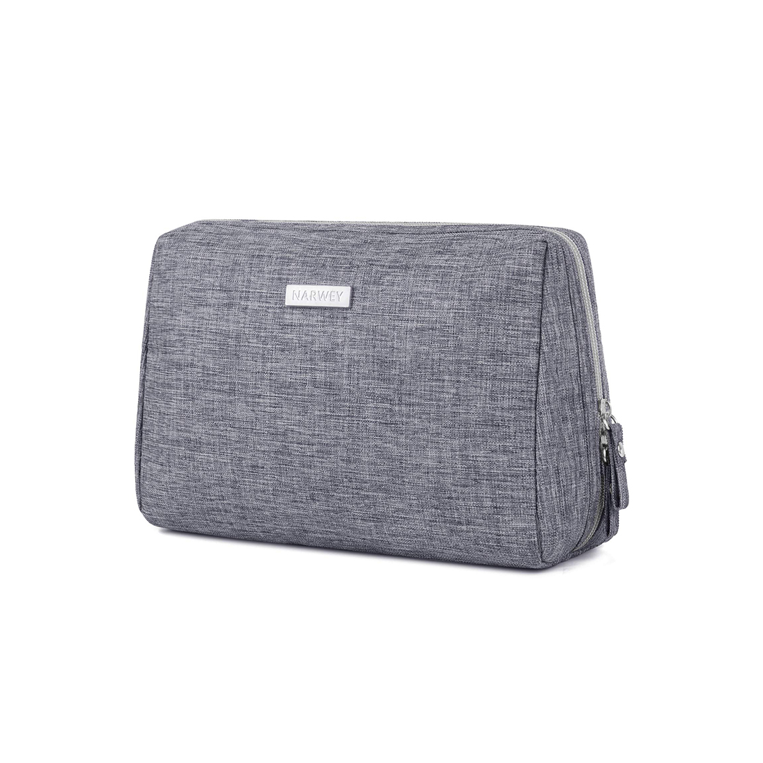 کیف لوازم آرایشی پارچه ای نواری سفید - Image 2